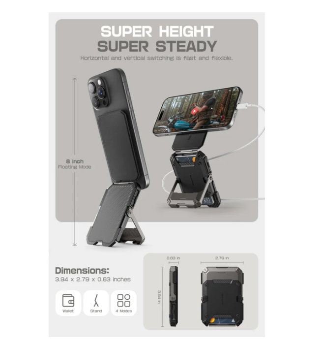 MagFlip Magnetic Wallet with Stand-Black